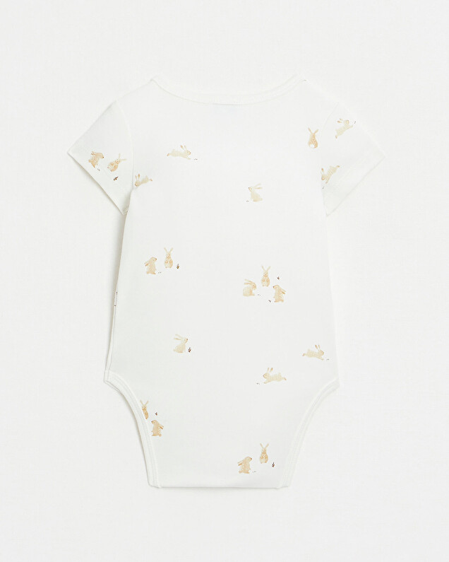 Crossed short-sleeved bodysuit Bunny print  Natalys