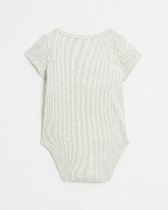 Crossed short-sleeved bodysuit Mottled beige colour  Natalys