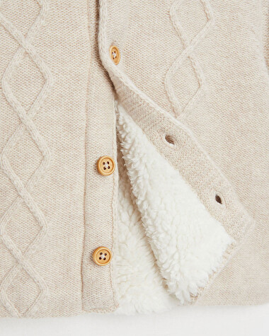 Hooded knitted jacket Mottled beige colour  Natalys