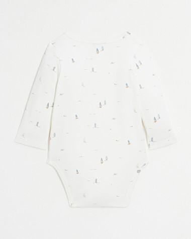 Crossed long-sleeved bodysuit Boat print  Natalys