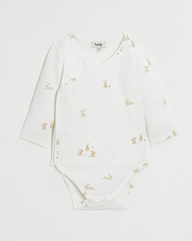 Crossed long-sleeved bodysuit Bunny print  Natalys