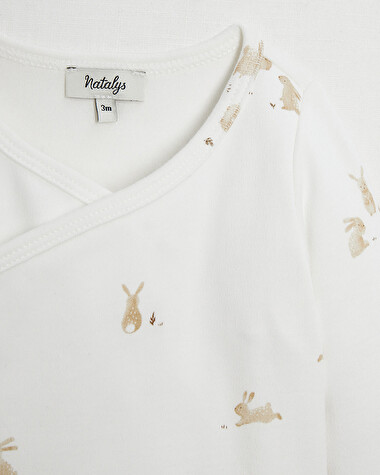 Crossed long-sleeved bodysuit Bunny print  Natalys
