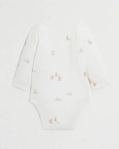 Crossed long-sleeved bodysuit Bunny print  Natalys