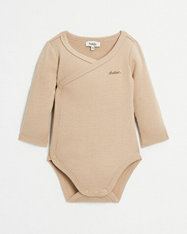 Crossed long-sleeved bodysuit Camel colour  Natalys