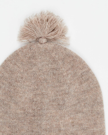 Merino wool beanie Mottled brown colour  Natalys