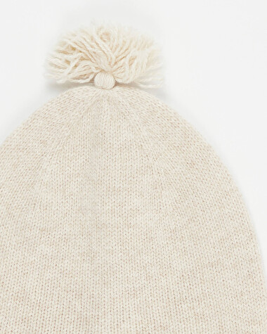 Merino wool beanie Mottled beige colour  Natalys