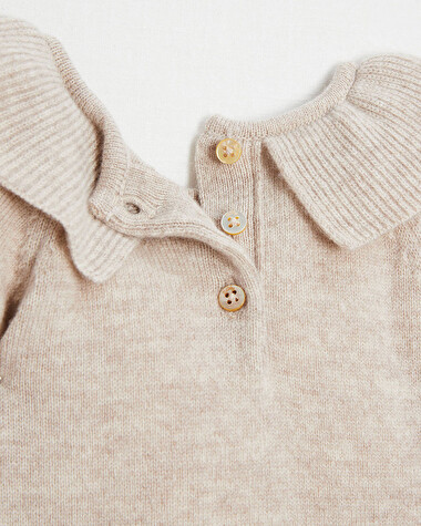 Merino wool romper Mottled beige colour  Natalys