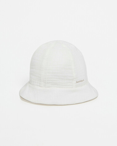 Embroidered cotton gauze hat Off-white colour  Natalys