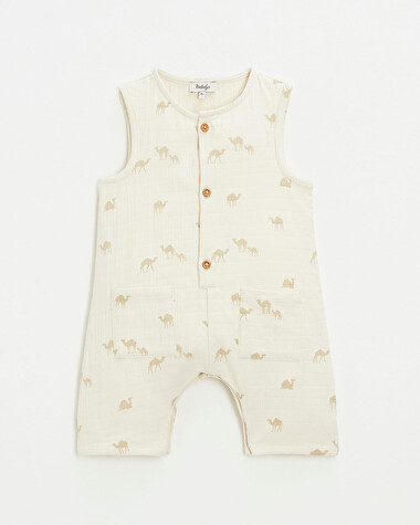 Cotton gauze jumpsuit Camel print  Natalys