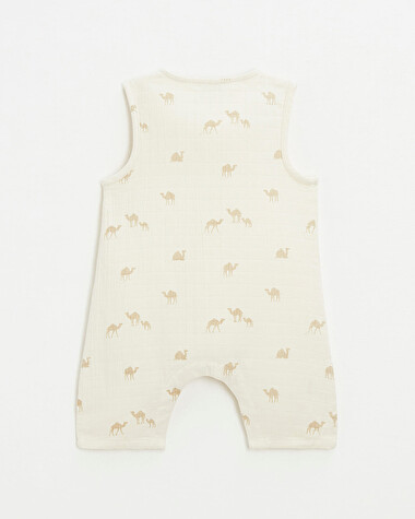 Cotton gauze jumpsuit Camel print  Natalys