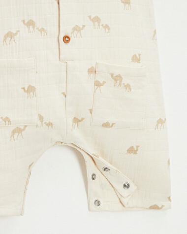 Cotton gauze jumpsuit Camel print  Natalys