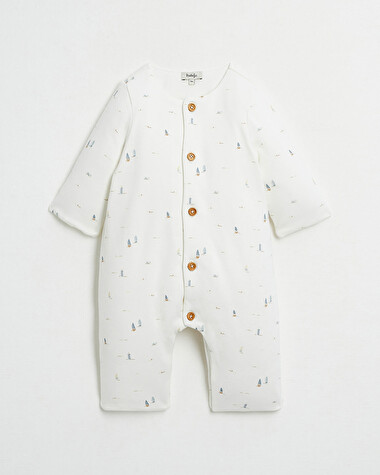 Footless long jumpsuit Boat print  Natalys