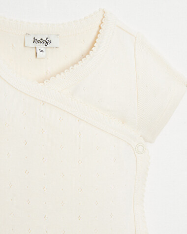Fancy openwork crossed bodysuit Chalk colour  Natalys