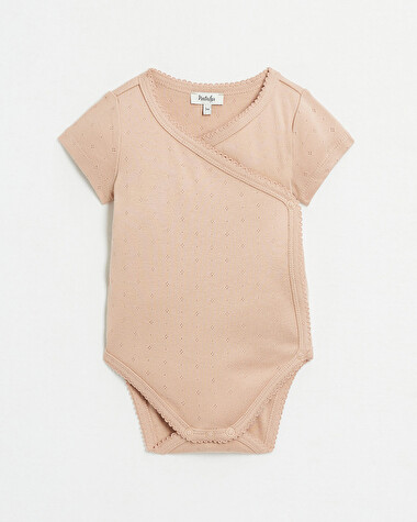Fancy openwork crossed bodysuit Pink colour  Natalys