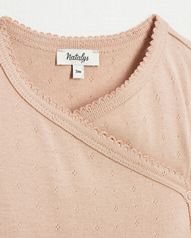 Fancy openwork crossed bodysuit Pink colour  Natalys