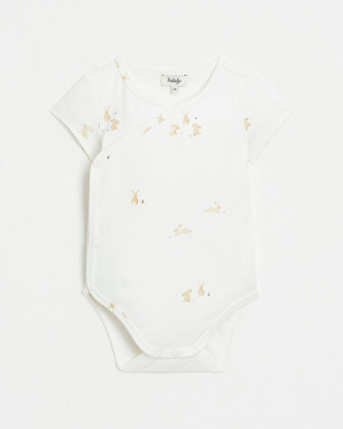 Crossed short-sleeved bodysuit Bunny print  Natalys