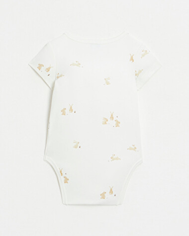 Crossed short-sleeved bodysuit Bunny print  Natalys