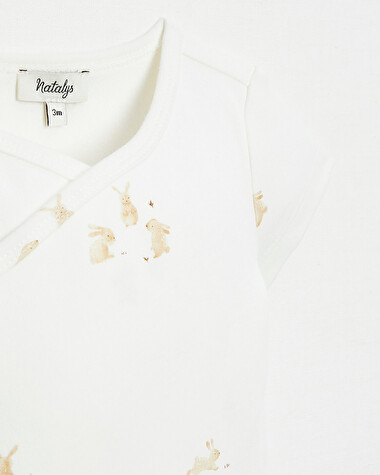 Crossed short-sleeved bodysuit Bunny print  Natalys