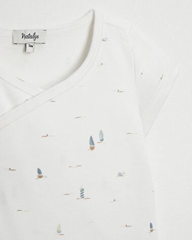 Crossed short-sleeved bodysuit Boat print  Natalys