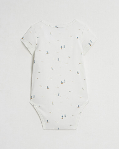 Crossed short-sleeved bodysuit Boat print  Natalys