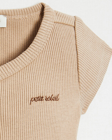 Crossed short-sleeved bodysuit Camel colour  Natalys