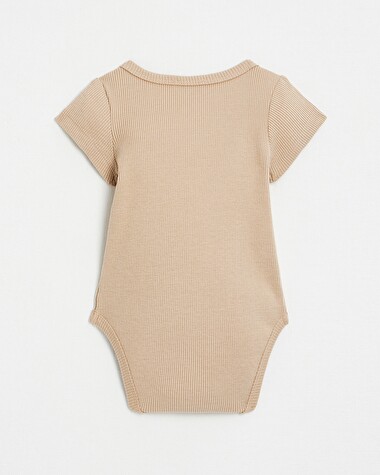 Crossed short-sleeved bodysuit Camel colour  Natalys