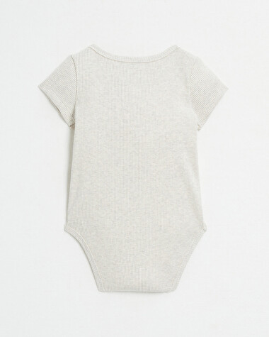 Crossed short-sleeved bodysuit Mottled beige colour  Natalys