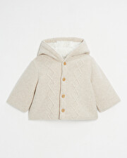 Hooded knitted jacket Mottled beige colour  Natalys