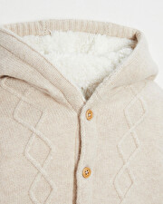 Hooded knitted jacket Mottled beige colour  Natalys