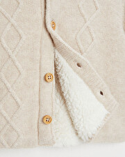 Hooded knitted jacket Mottled beige colour  Natalys