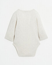 Crossed long-sleeved bodysuit Mottled beige colour  Natalys