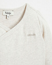 Crossed long-sleeved bodysuit Mottled beige colour  Natalys