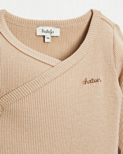 Crossed long-sleeved bodysuit Camel colour  Natalys