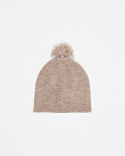 Merino wool beanie Mottled brown colour  Natalys