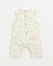 Cotton gauze jumpsuit Camel print  Natalys