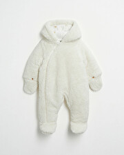 Faux fur overalls suit Off-white colour Natalys