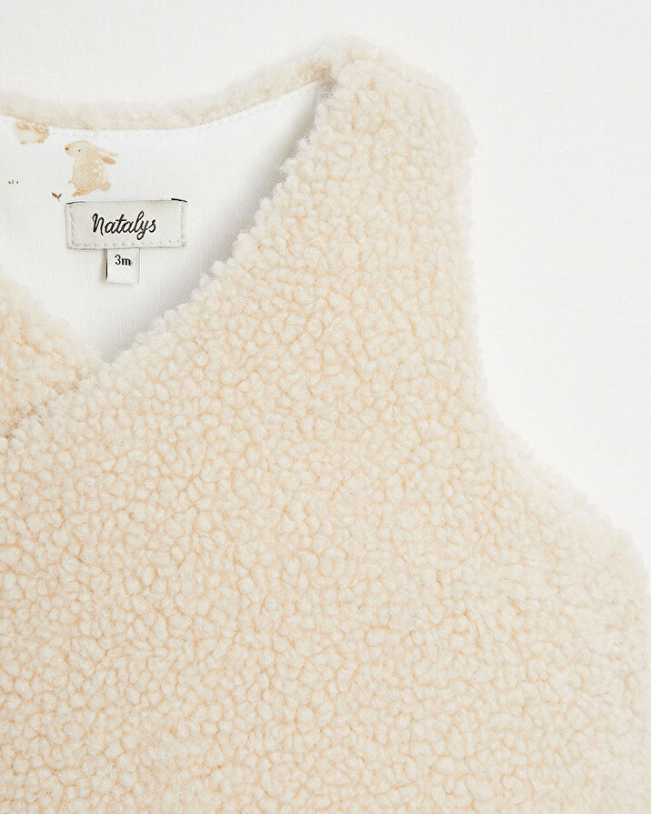 Faux fur crossed cardigan Natural colour Natalys