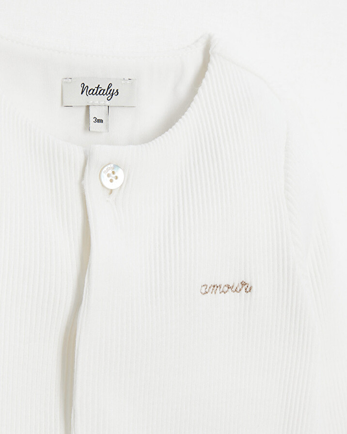 Love embroidered onesie Off-white colour  Natalys