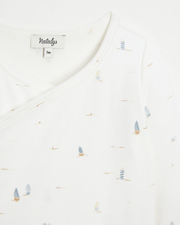 Crossed long-sleeved bodysuit Boat print  Natalys