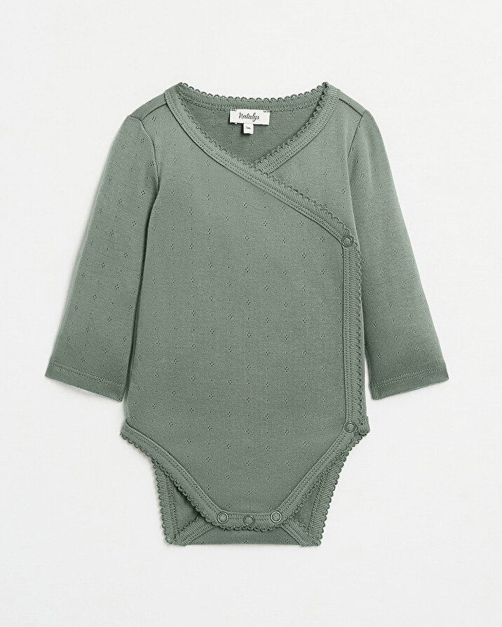Fancy crossed bodysuit Grey-green colour Natalys