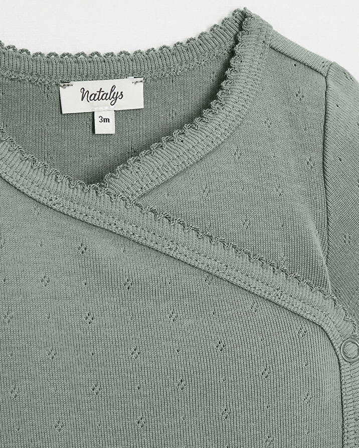 Fancy crossed bodysuit Grey-green colour Natalys