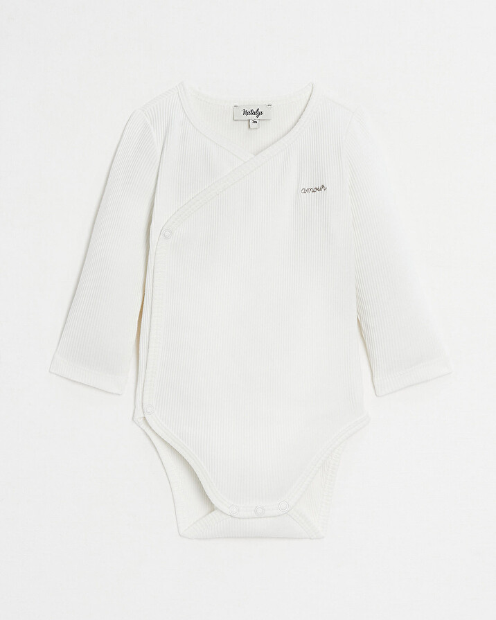 Crossed long-sleeved bodysuit Off-white colour  Natalys