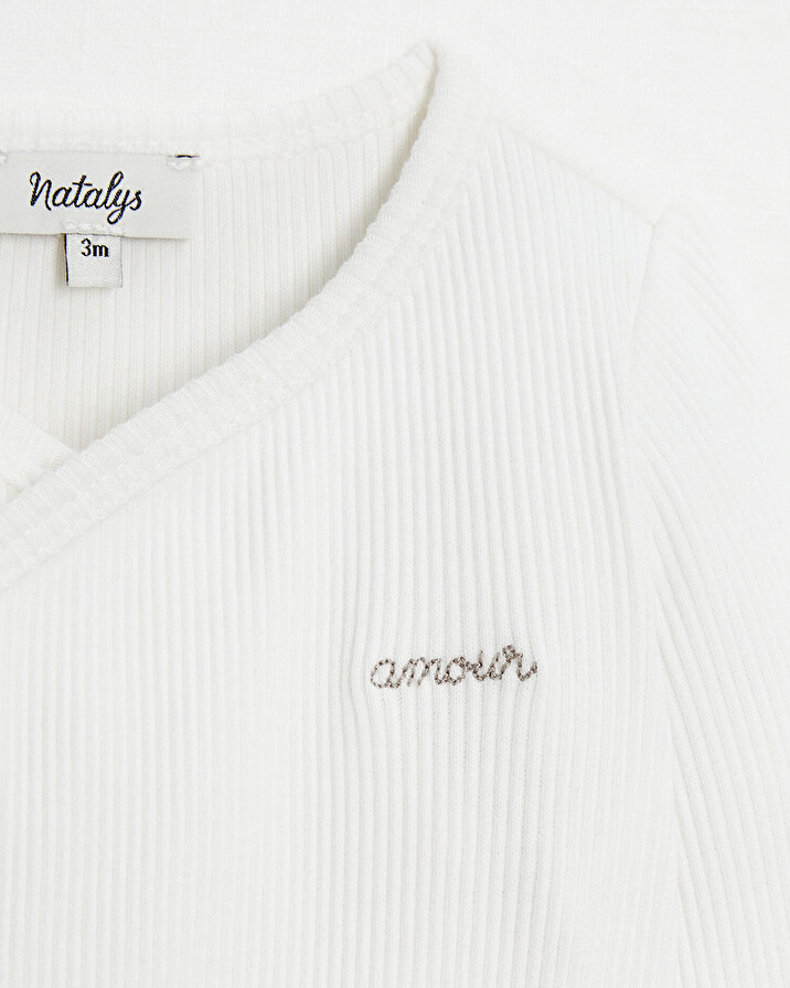 Crossed long-sleeved bodysuit Off-white colour  Natalys