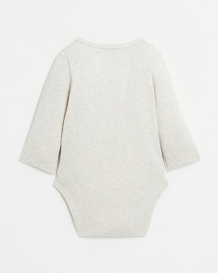 Crossed long-sleeved bodysuit Mottled beige colour  Natalys