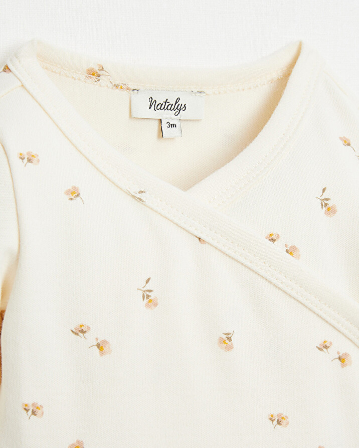Crossed long-sleeved bodysuit Floral print  Natalys