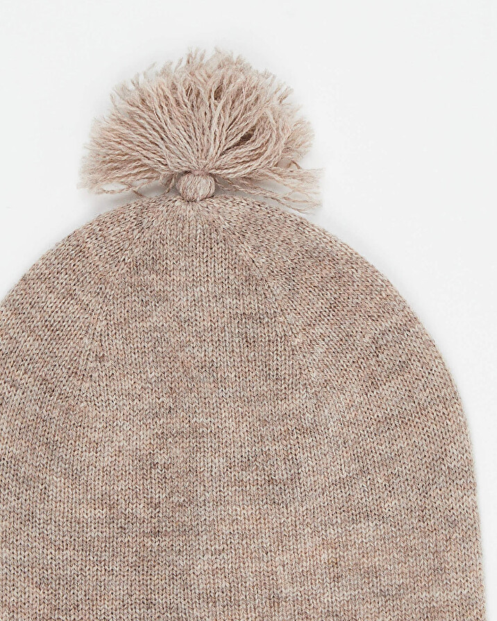 Merino wool beanie Mottled brown colour  Natalys