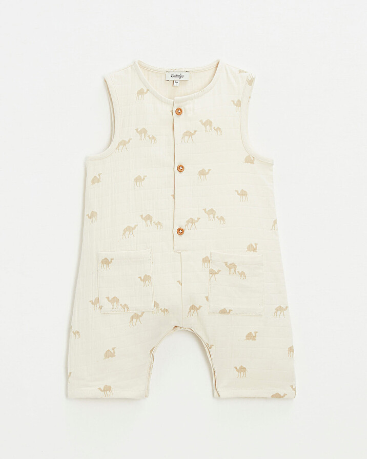 Cotton gauze jumpsuit Camel print  Natalys
