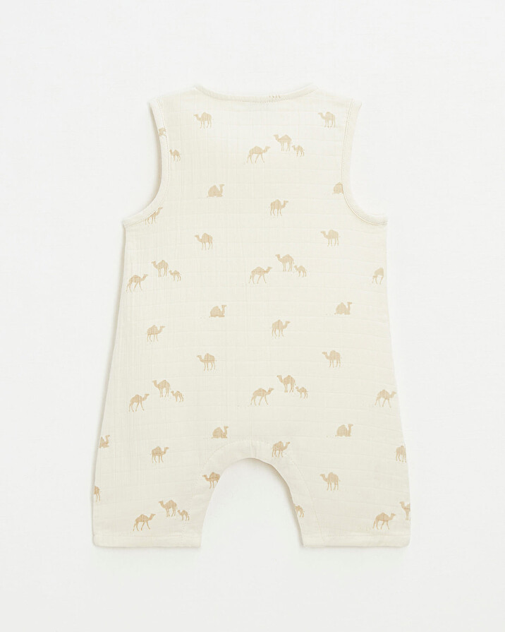 Cotton gauze jumpsuit Camel print  Natalys