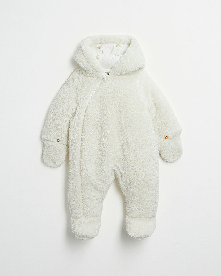 Faux fur overalls suit Off-white colour Natalys