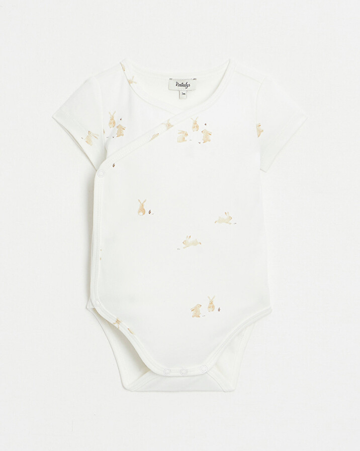 Crossed short-sleeved bodysuit Bunny print  Natalys